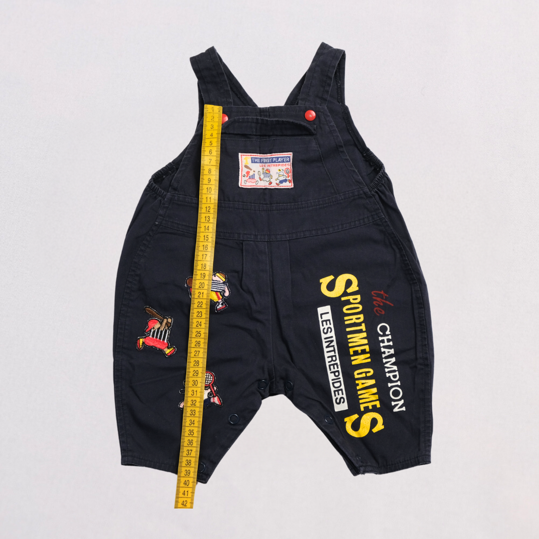 Vintage denim jumpsuit with a cool print