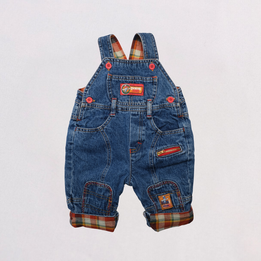 Vintage denim jumpsuit with checkered pattern