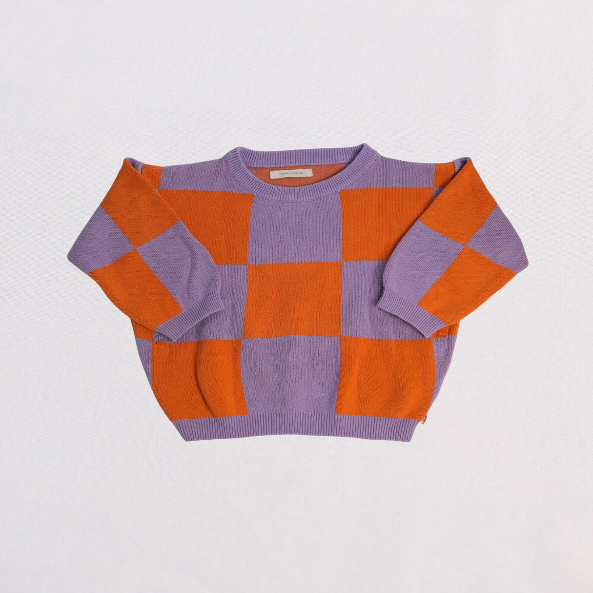 Purple and orange plaid sweater