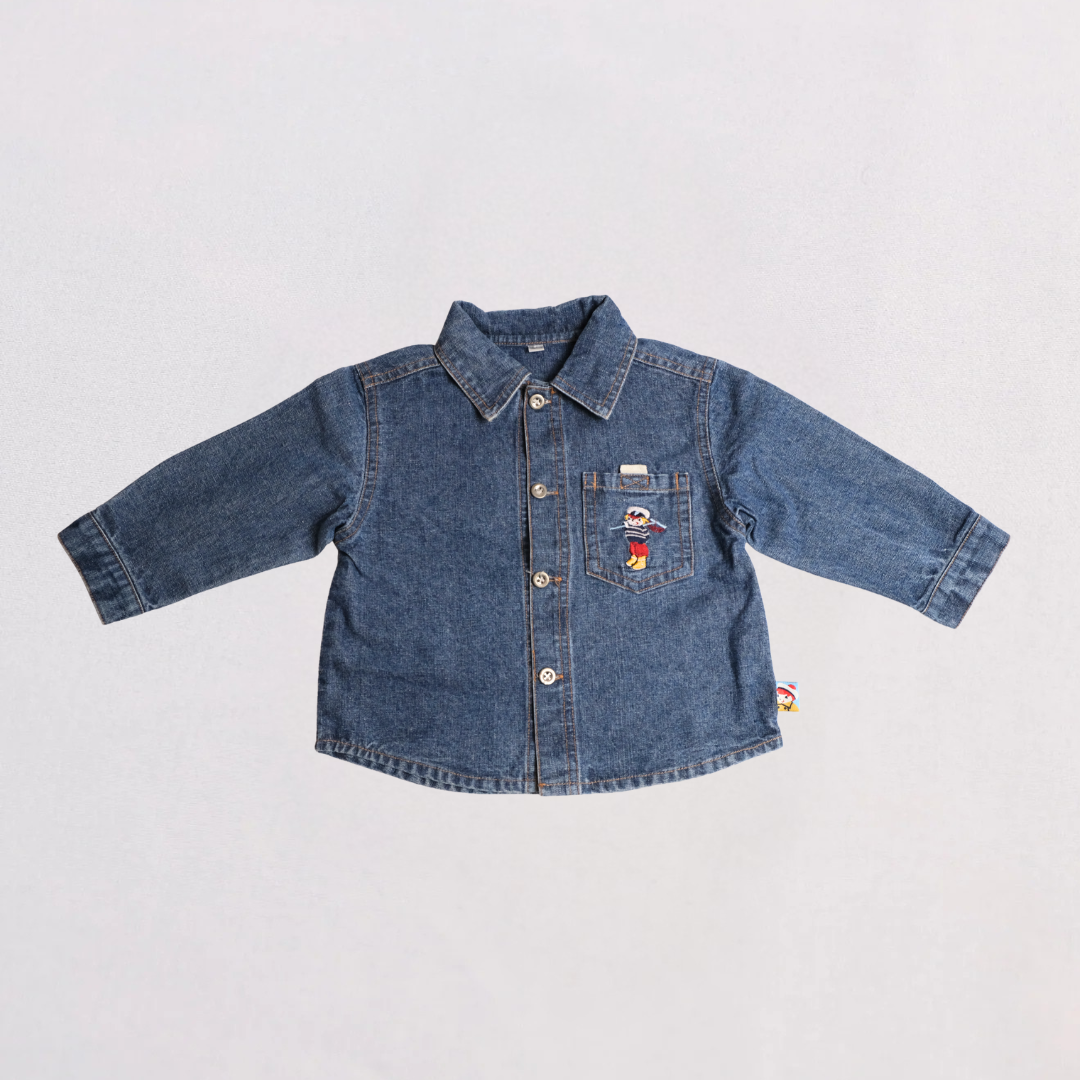 Vintage denim shirt in excellent quality - Size: 12-18 M