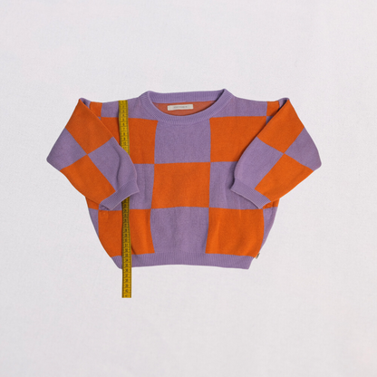 Purple and orange plaid sweater