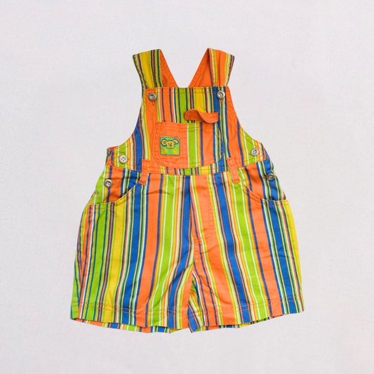 Denim Overalls with Colorful Stripes – 9–12 Months