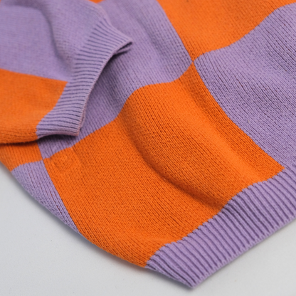 Purple and orange plaid sweater