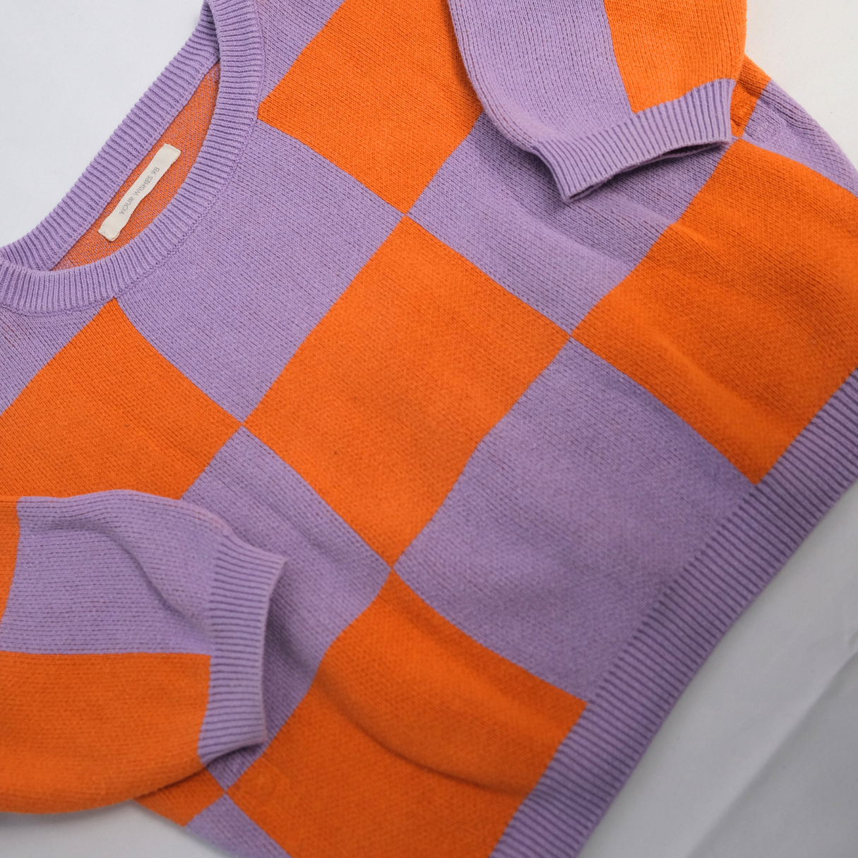 Purple and orange plaid sweater